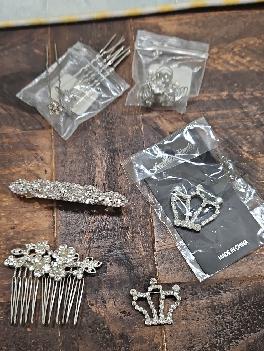Silver Rhinestone Kids Hair Comb & Crown Set - Sparkling Hair Accessories